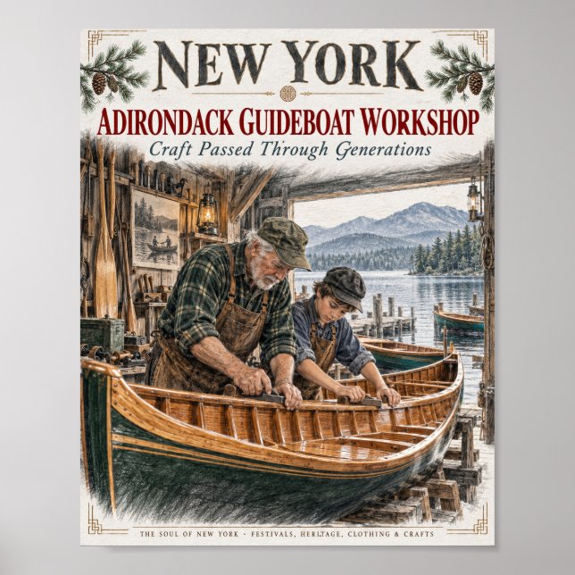 Adirondack Guideboat Workshop Affisch (Framsidan)