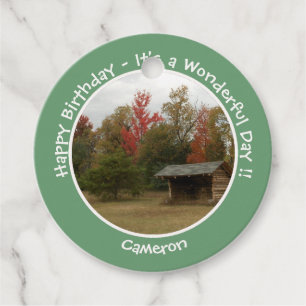 Adirondack Lean-to i Födelsedagsfester på hösten Gåvor Etiketter