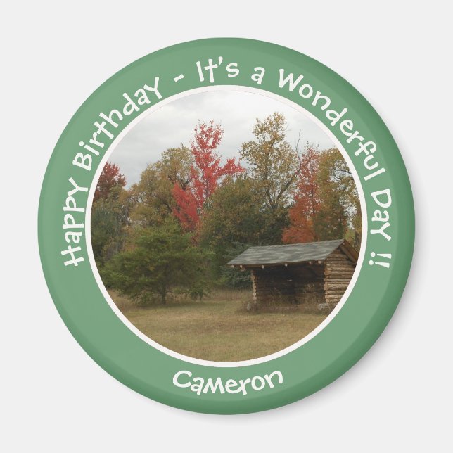 Adirondack Lean-to i Födelsedagsfester på hösten Magnet (Framsidan)