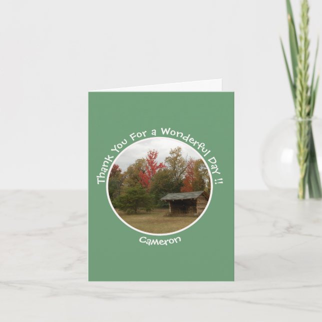 Adirondack Lean-to i Födelsedagsfester på hösten Tack Kort (Framsida)