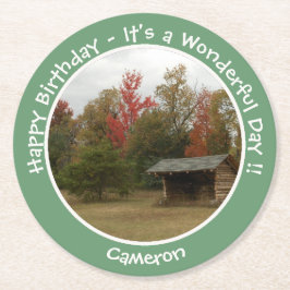 Adirondack Lean-to i Födelsedagsfester på hösten Underlägg Papper Rund