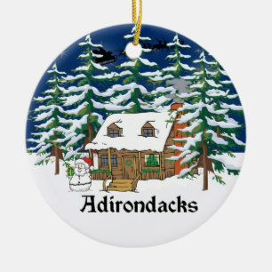 Adirondack loggar kabinjulprydnaden julgransprydnad keramik