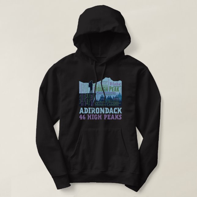 Adirondack Mountains 46 High Peaks List Ord Cloud Hoodie (Design framsida)