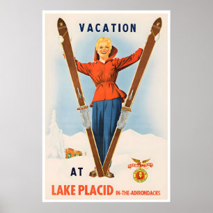 Adirondack Mountains Konst Lake Placid Tryck Skidå