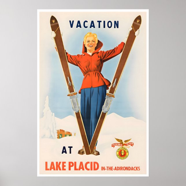 Adirondack Mountains Konst Lake Placid Tryck Skidå (Framsidan)