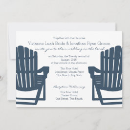 Adirondack Navy Blue Beach Chairs Bröllop Inbjudningar