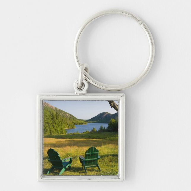 Adirondack-ordförandena på Jordaniens gräsmatta Fyrkantig Silverfärgad Nyckelring (Framsidan)