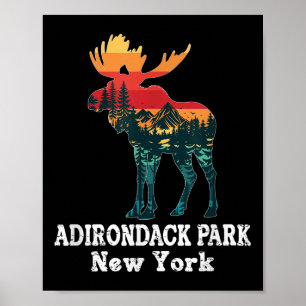 Adirondack Park Älg Siluett Vandring New York Poster