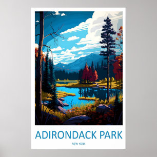 Adirondack Park Vintage Reseskylt Affisch Ski Nati