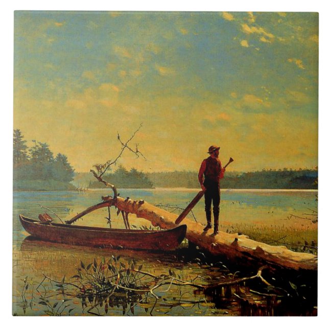 Adirondack Sjö, målning av Winslow Homer Kakelplatta (Framsidan)