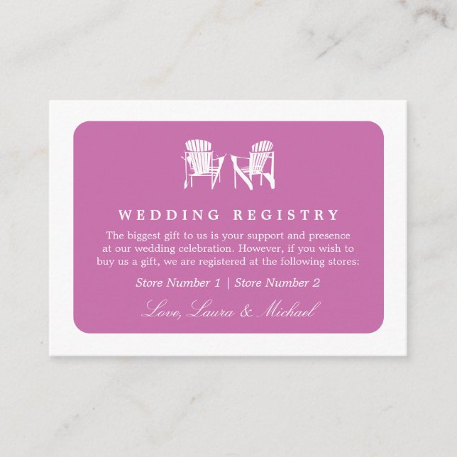 Adirondack-stolar | Bröllop Möhippa Gift-registret Tilläggskort (Framsida)