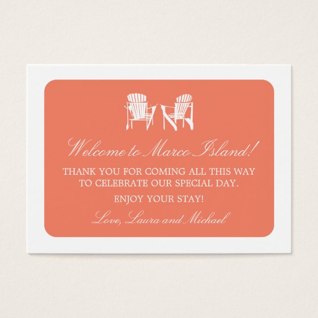 Adirondack-stolar | Märkre för bröllopsförmån Visitkort (Framsidan)