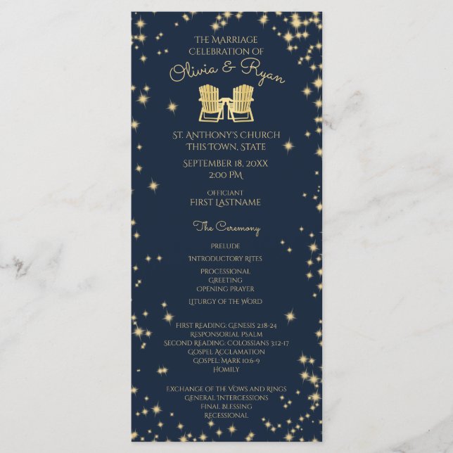 Adirondack-stolar och Starry Himmel Navy Blue Program (Framsida)