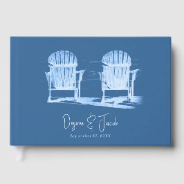 Adirondack Strandstolar Azurblå Vit Bröllop Gästböcker