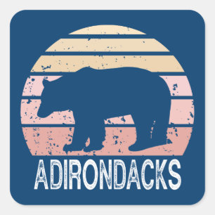 Adirondacks Retro Bear Fyrkantigt Klistermärke