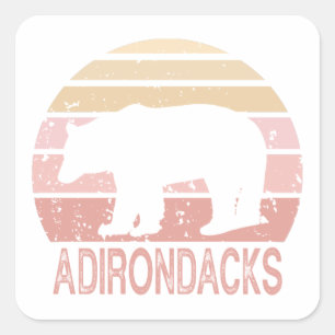 Adirondacks Retro Bear Fyrkantigt Klistermärke