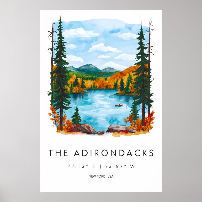 Adirondacks Watercolor Nationalpark Poster (Framsidan)