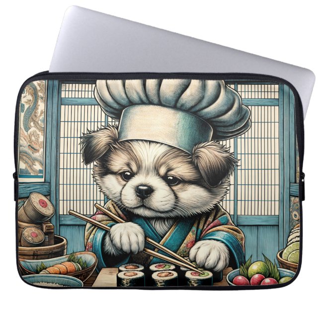 Aditable Sushi Chef Puppy Laptop Fodral (Framsidan)
