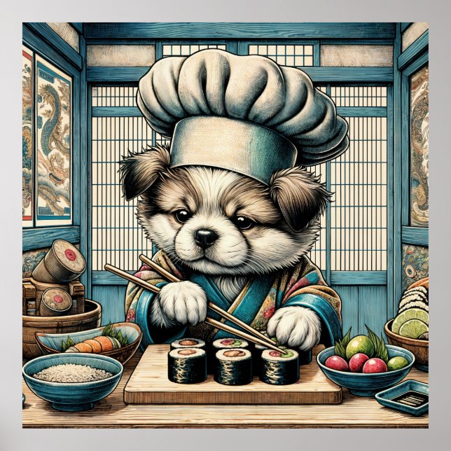 Aditable Sushi Chef Puppy Poster (Framsidan)
