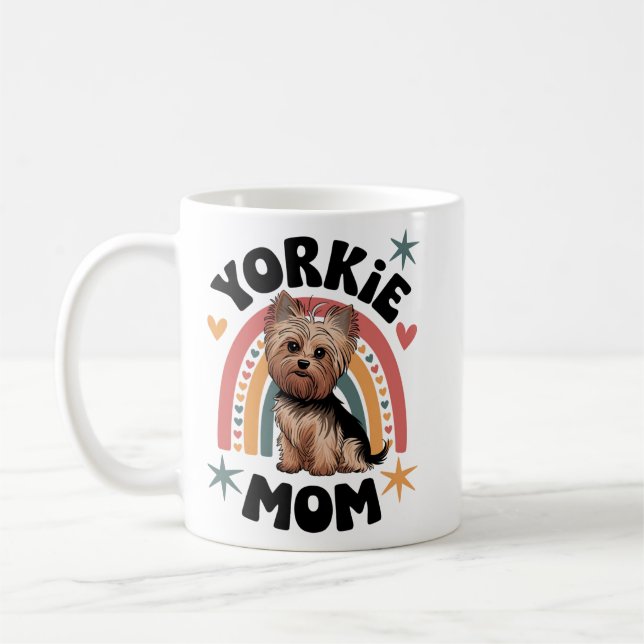 "Aditable Yorkie Mamma Artwork for Hundälskares" Kaffemugg (Vänster)