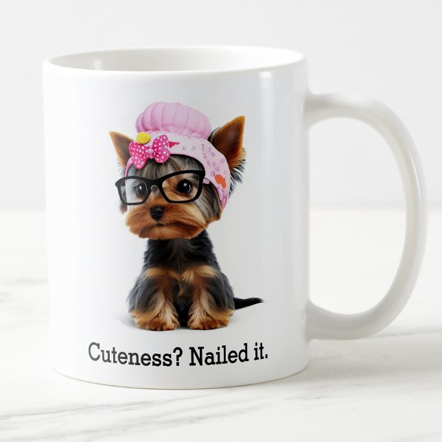 Aditable Yorkie med Rosa Beanie Kaffemugg (Skapare uppladdad)