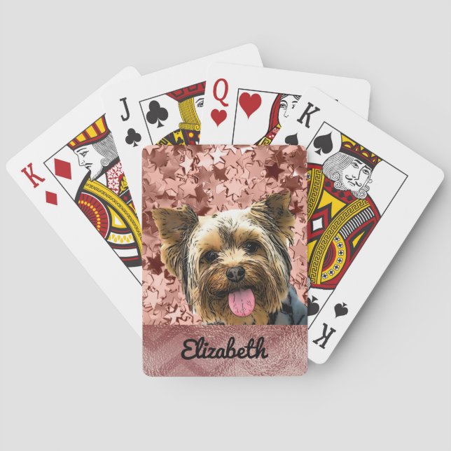 Aditable Yorkie Ro Guld Namn Hund Pet Casinokort (Baksidan)