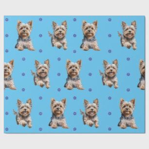 Aditable Yorkshire Terrier jul på Blue Presentpapper