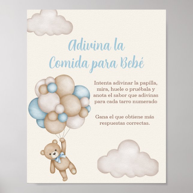 Adivina la comida para Bebé Baby Shower Boy Poster (Framsidan)