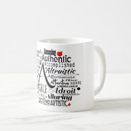 Adjektiv Ord Cloud börjar med brev A Kaffemugg