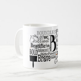 Adjektiv Ord Cloud börjar med brev B Kaffemugg