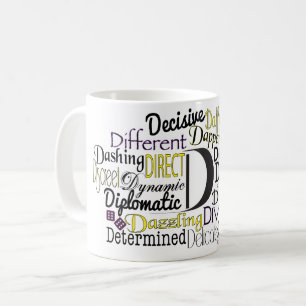 Adjektiv Ord Cloud börjar med brev D Kaffemugg