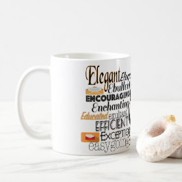 Adjektiv Ord Cloud börjar med brev E Kaffemugg