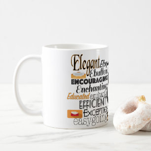 Adjektiv Ord Cloud börjar med brev E Kaffemugg