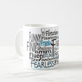 Adjektiv Ord Cloud börjar med brev F Kaffemugg
