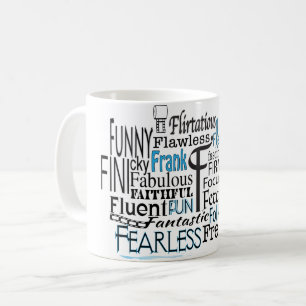 Adjektiv Ord Cloud börjar med brev F Kaffemugg