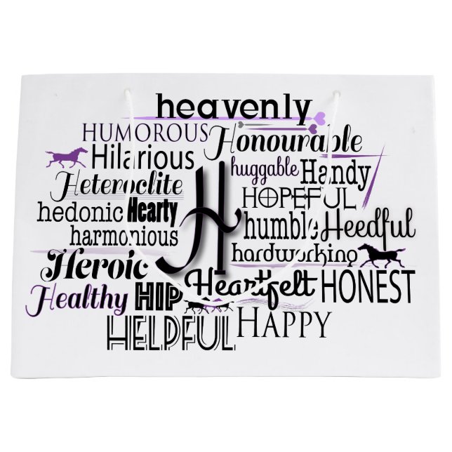 Adjektiv Ord Cloud börjar med brev H (Framsidan)