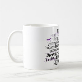 Adjektiv Ord Cloud börjar med brev H Kaffemugg