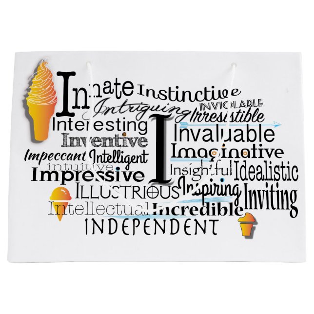 Adjektiv Ord Cloud börjar med brev I (Framsidan)