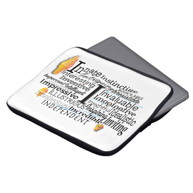 Adjektiv Ord Cloud börjar med brev I Laptop Sleeve (Framsida topp)