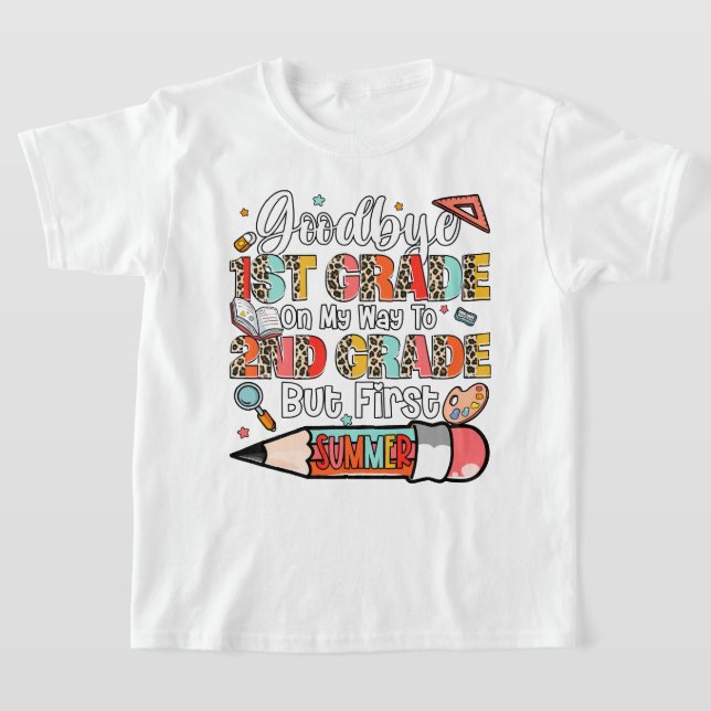 Adjö 1:a Klass på min väg till andra Klass Leopard T Shirt (Laydown)