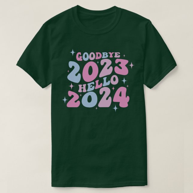 Adjö 2023 hej 2024 vågigt pastel t shirt (Design framsida)