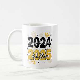 Adjö 2024 Hej 2025 Fireworks Gott nytt år Kaffemugg