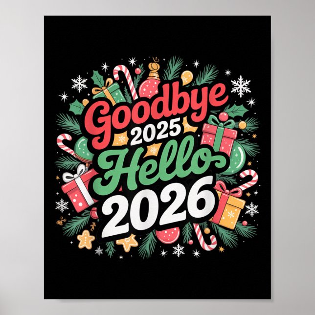 Adjö 2025 Hej 2026 God jul Lycklig New Poster (Framsidan)