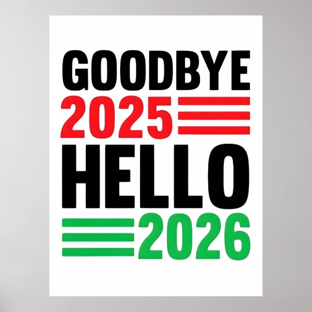 Adjö 2025, Hej 2026: Gott nytt år 2026 Poster (Framsidan)