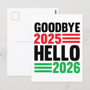 Adjö 2025, Hej 2026: Gott nytt år 2026 Vykort