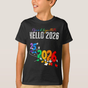 Adjö 2025 Hej 2026 Rolig Tecknad Nyår Pojke T Shirt
