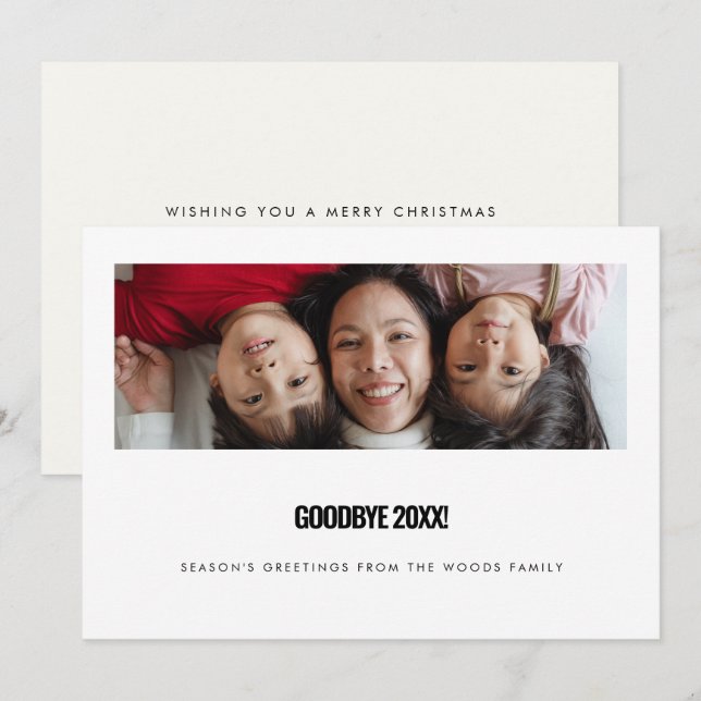 Adjö 2025 Modern New Years-foto Julkort (Fram/baksida)