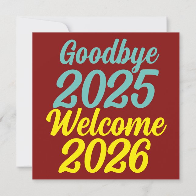 Adjö 2025 Välkommen 2026 Julkort (Framsida)