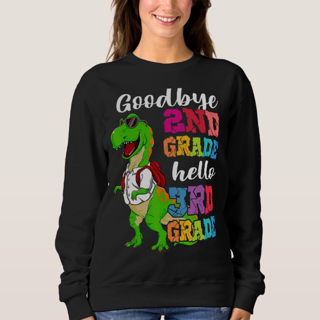 Adjö 2:a Klass Hej 3:e Klass Dinosaur Graduat T Shirt (Framsida)