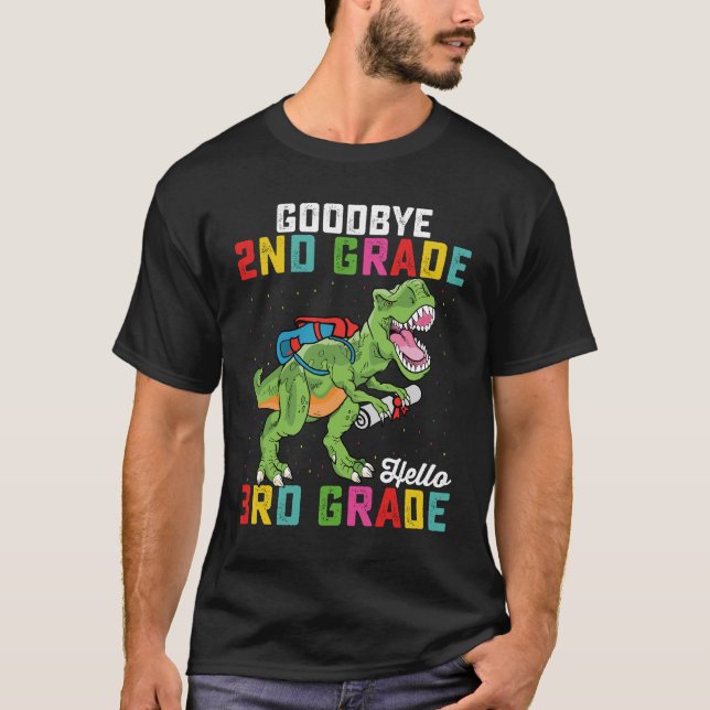 Adjö 2:a Klass Hej 3:e Klass T Rex Dinosaur T Shirt (Framsida)